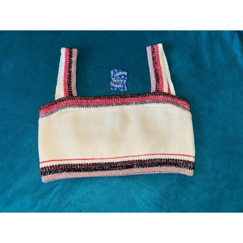 Free People Sweater Knit Crop‎ Top Striped Sleeveless Casual Size Small - Picture 2 of 3